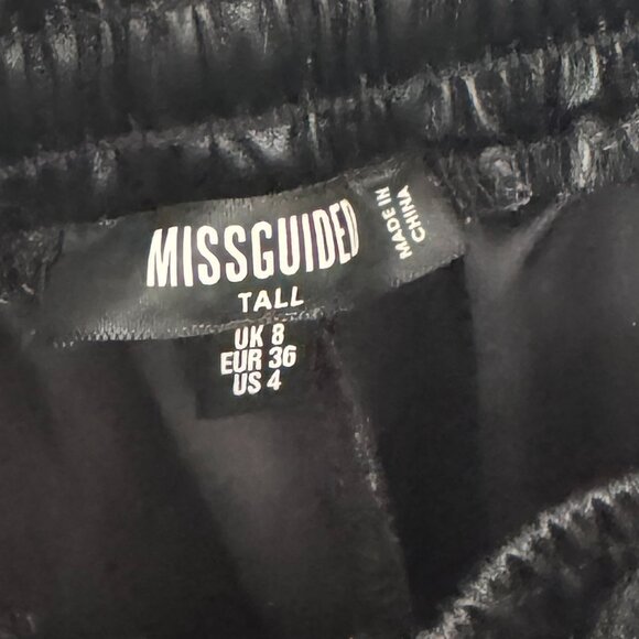 MISSGUIDED VEGAN LEATHER JOGGERS BLACK FIERCE HOLLYWOOD SZ 4 - Picture 7 of 8